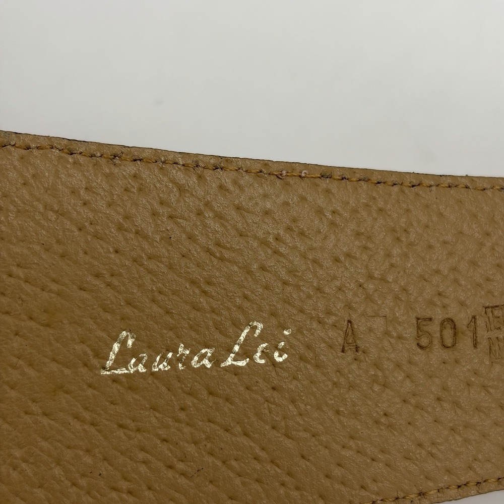 Vintage Laura Lei Womens Belt Genuine Snakeskin Orange Gold Adjustable Argentina - Picture 12 of 13
